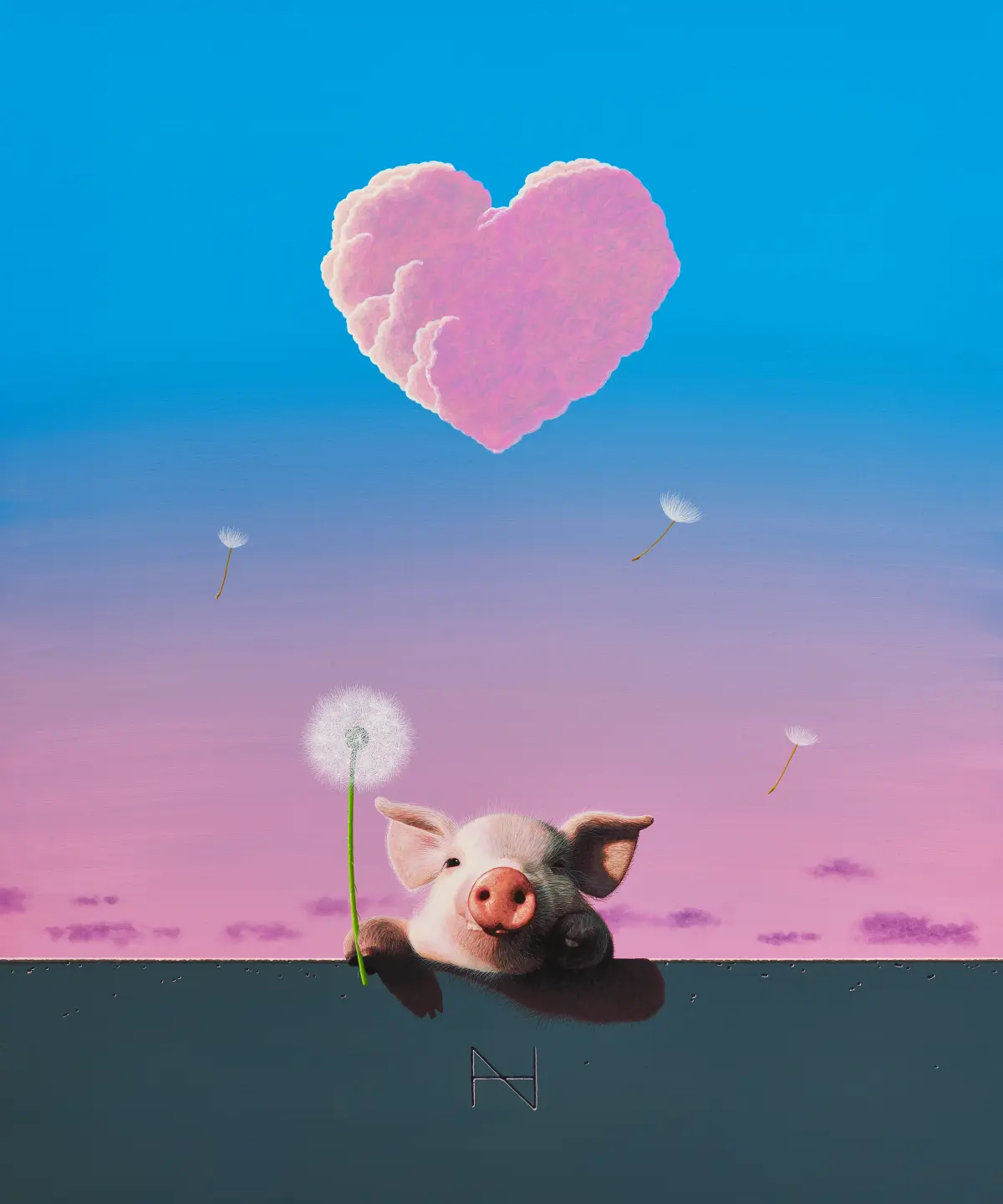 Olivia over the Wall (Pink Heart Cloud)